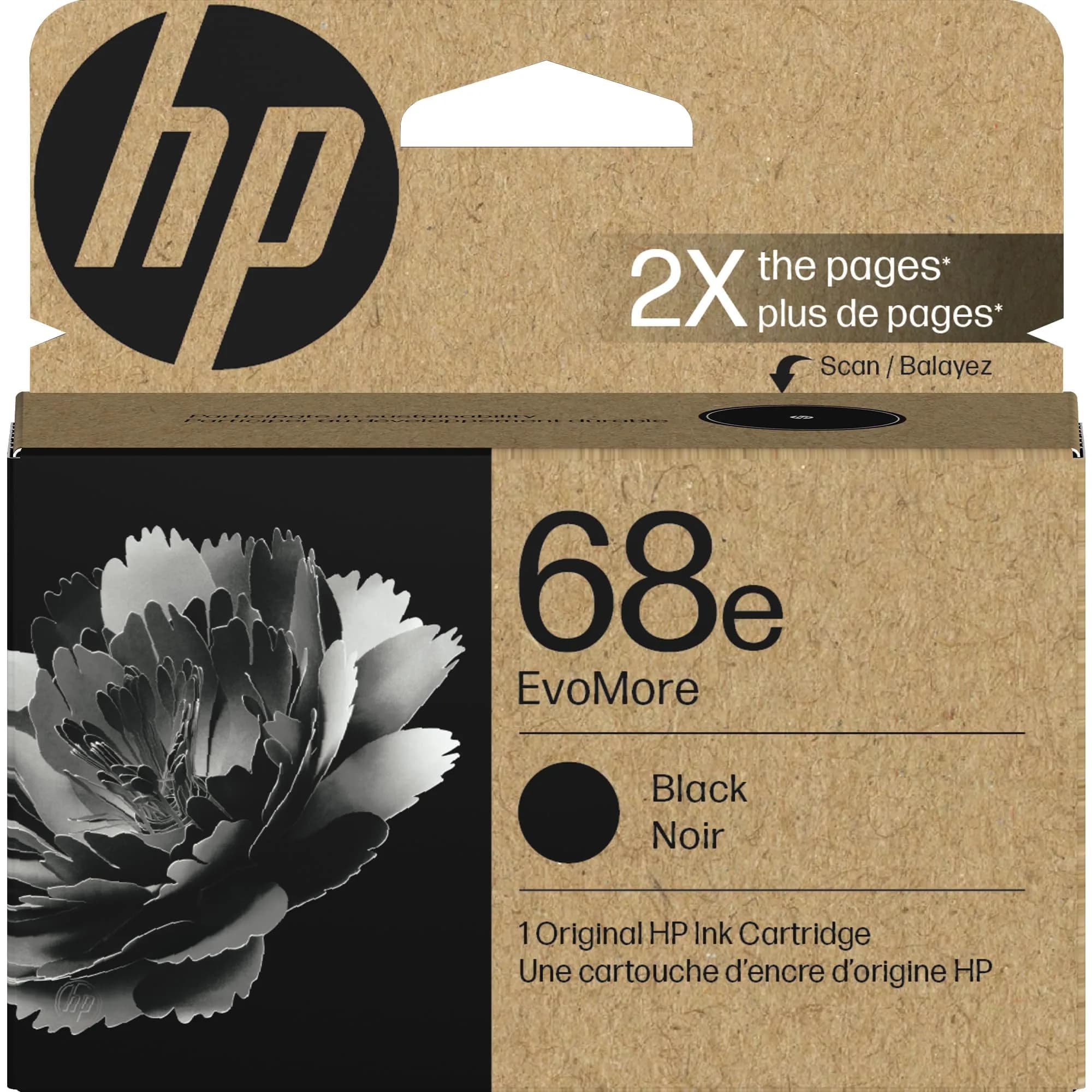 HP Original 68e EvoMore High Yield Black / 68 Tri-Color Ink Cartridges (2-Pack) | Up to 320 Black, 120 Color Pages — Black XL