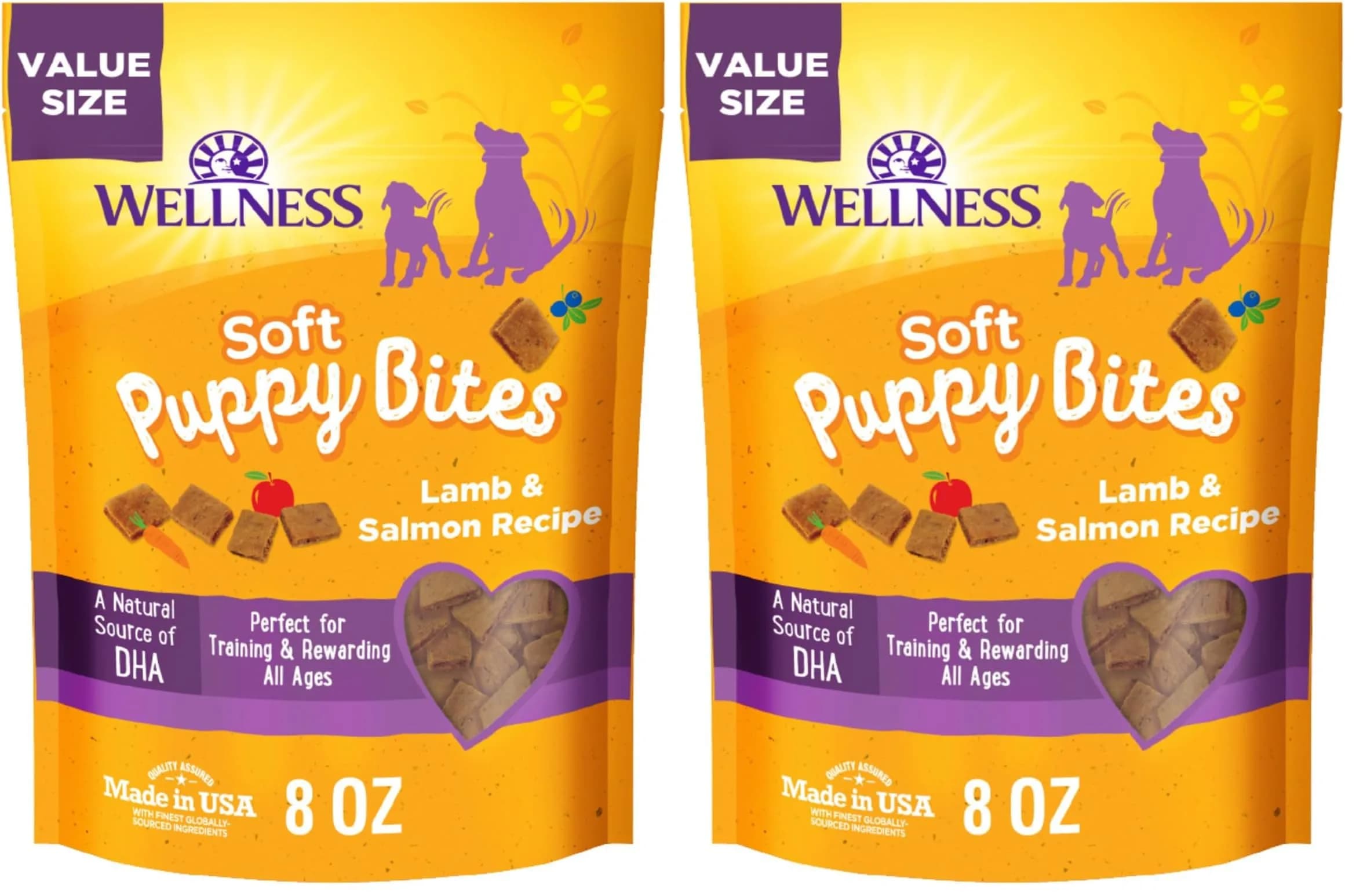 Wellness Soft Puppy Bites Lamb & Salmon Recipe Puppy Treats 16oz (454g) | Grain-Free Training Treats with DHA