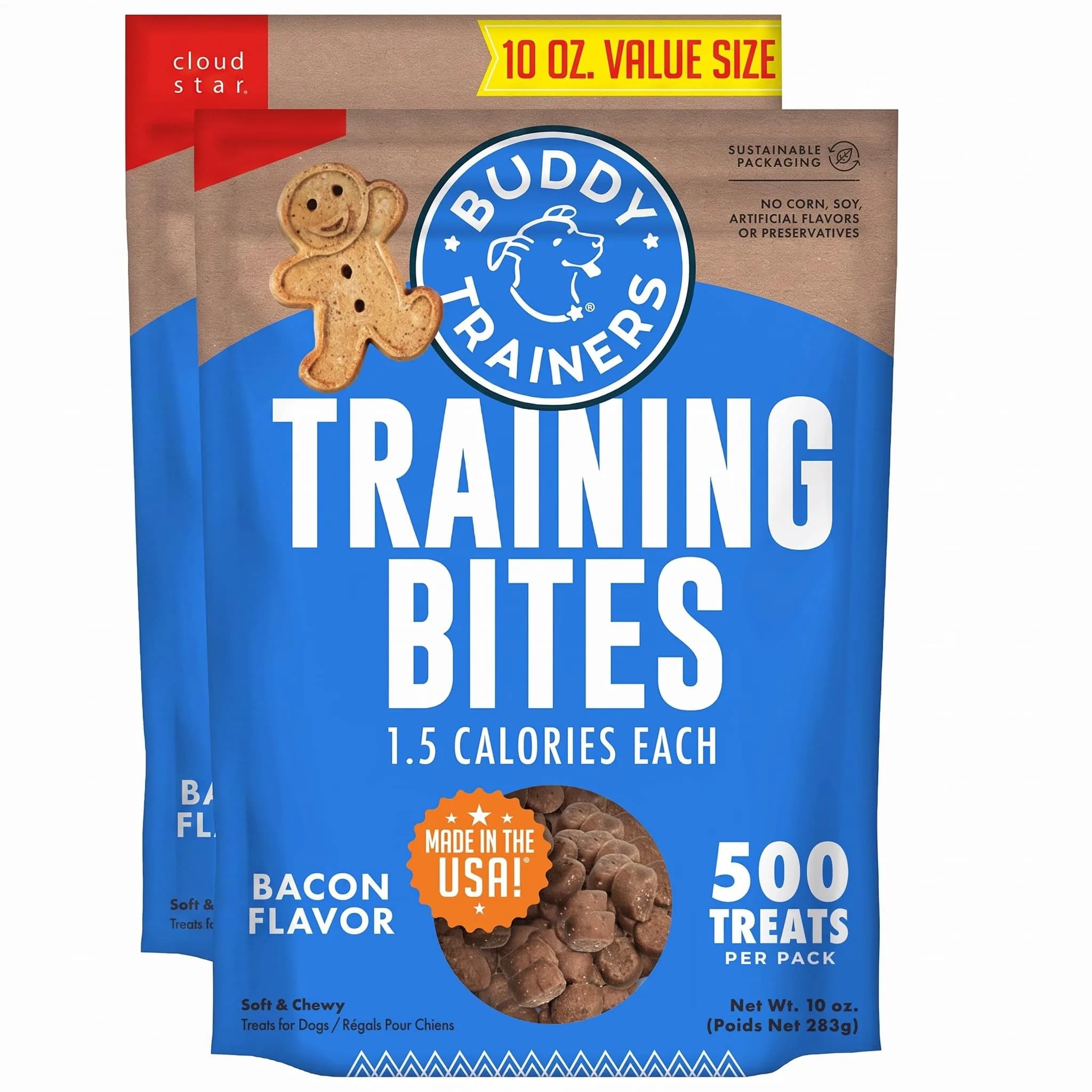 Buddy Biscuits Trainers Training Bites Soft & Chewy Dog Treats, Bacon, 10 oz. Pack of 2 | Low-Calorie, Natural Bacon Reward - main product image