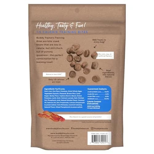 Buddy Biscuits Trainers Training Bites Soft & Chewy Dog Treats, Bacon, 10 oz. Pack of 2 | Low-Calorie, Natural Bacon Reward thumbnail 2