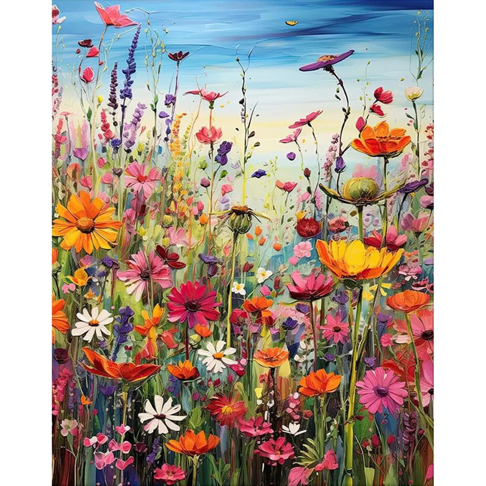 HITIRECOVI Wild Flowers Paint by Numbers Kits for Adults 40x50cm (16x20in) | HD Pre-Printed Canvas & Acrylic Paints — Wildflowers