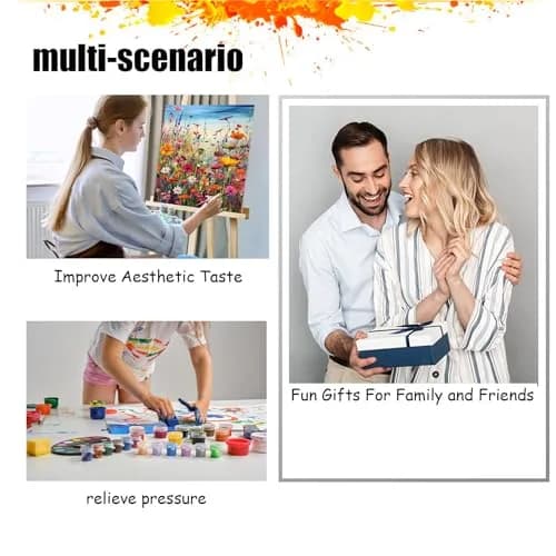 HITIRECOVI Wild Flowers Paint by Numbers Kits for Adults 40x50cm (16x20in) | HD Pre-Printed Canvas & Acrylic Paints thumbnail 7