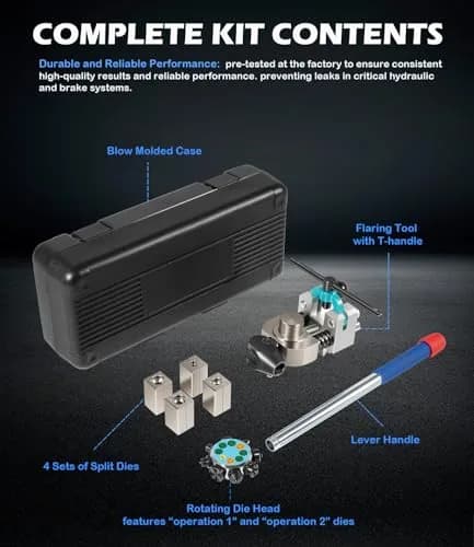 Yoursme Vise-Mounted Brake Line Flaring Tool for Single, Double & Bubble Flares (3/16" to 3/8" Tubing) thumbnail 8