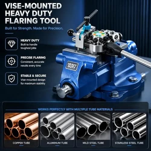 Yoursme Vise-Mounted Brake Line Flaring Tool for Single, Double & Bubble Flares (3/16" to 3/8" Tubing) thumbnail 2