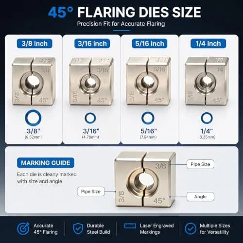 Yoursme Vise-Mounted Brake Line Flaring Tool for Single, Double & Bubble Flares (3/16" to 3/8" Tubing) thumbnail 3
