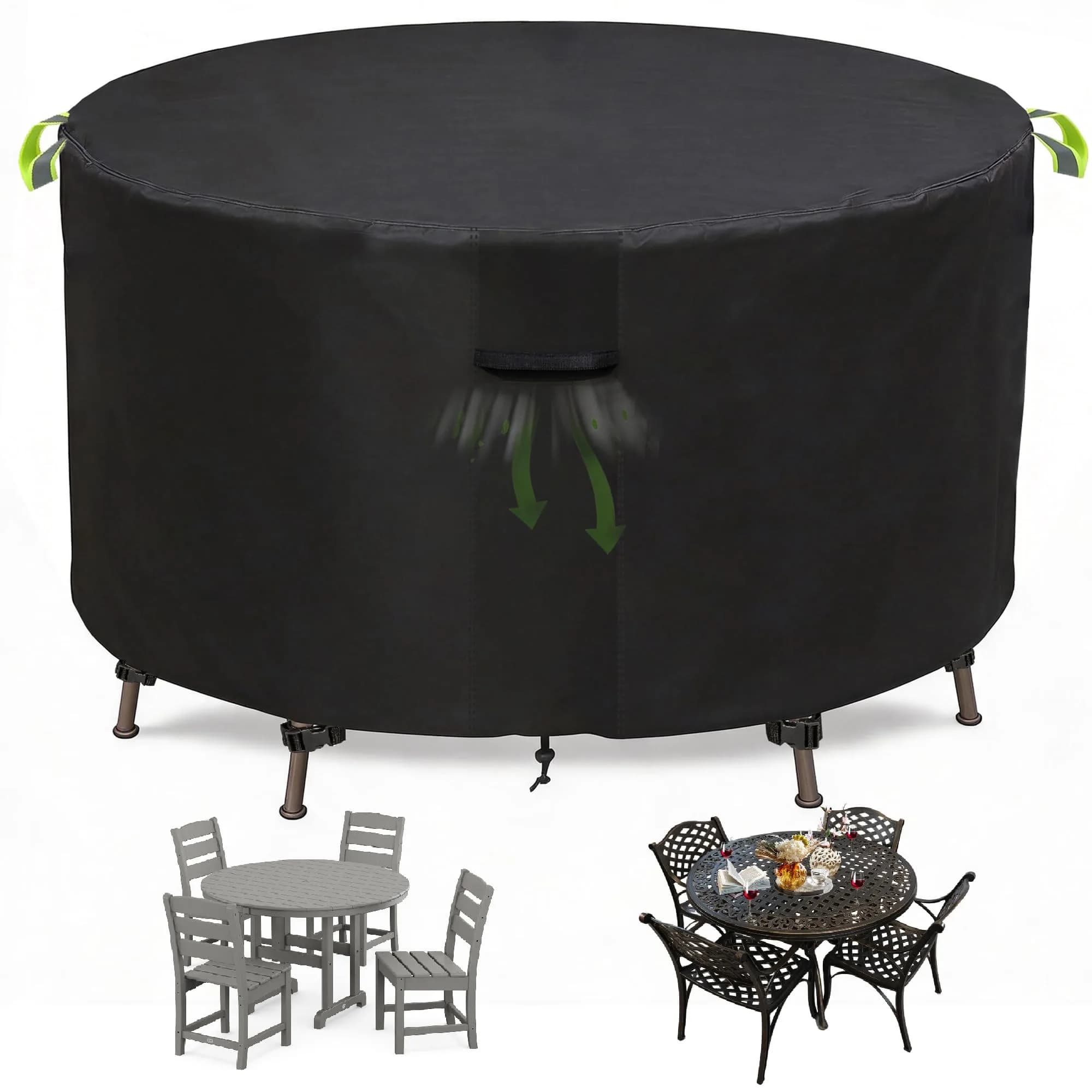 TIFILE Round Patio Furniture Cover 64" Dia x 27.5"H (163cm Dia x 70cm H) | Waterproof Outdoor Table Cover for Indian Monsoons - main product image