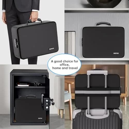 ENGPOW Fireproof Document Box with Lock & 25 Pockets Accordion File Folder, 43.7cm x 32.3cm x 6.5cm (16.1" x 12" x 5.1") | Protects Valuables in Fire & Flood thumbnail 6