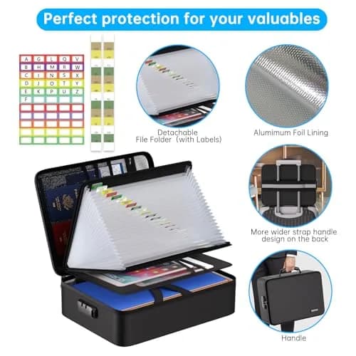 ENGPOW Fireproof Document Box with Lock, 42.29 cm x 32.21 cm x 6.40 cm | UL94-V0/5VA Certified Fire & Water Resistant Soft Case thumbnail 7