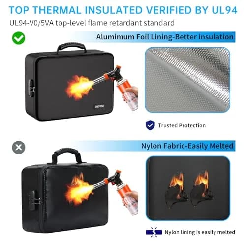 ENGPOW Fireproof Document Box with Lock, 42.29 cm x 32.21 cm x 6.40 cm | UL94-V0/5VA Certified Fire & Water Resistant Soft Case thumbnail 2