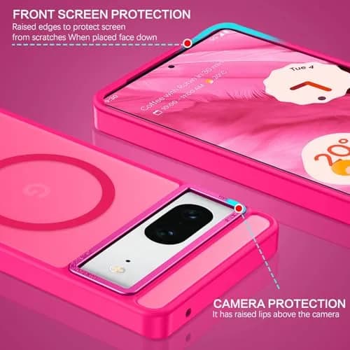 BENTOBEN Hot Pink Translucent Matte Case for Google Pixel 7 6.4" | Magsafe Compatible Slim Shockproof thumbnail 5
