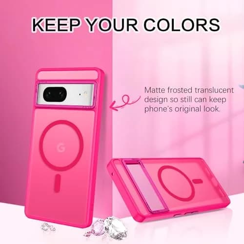 BENTOBEN Hot Pink Translucent Matte Case for Google Pixel 7 6.4" | Magsafe Compatible Slim Shockproof thumbnail 3