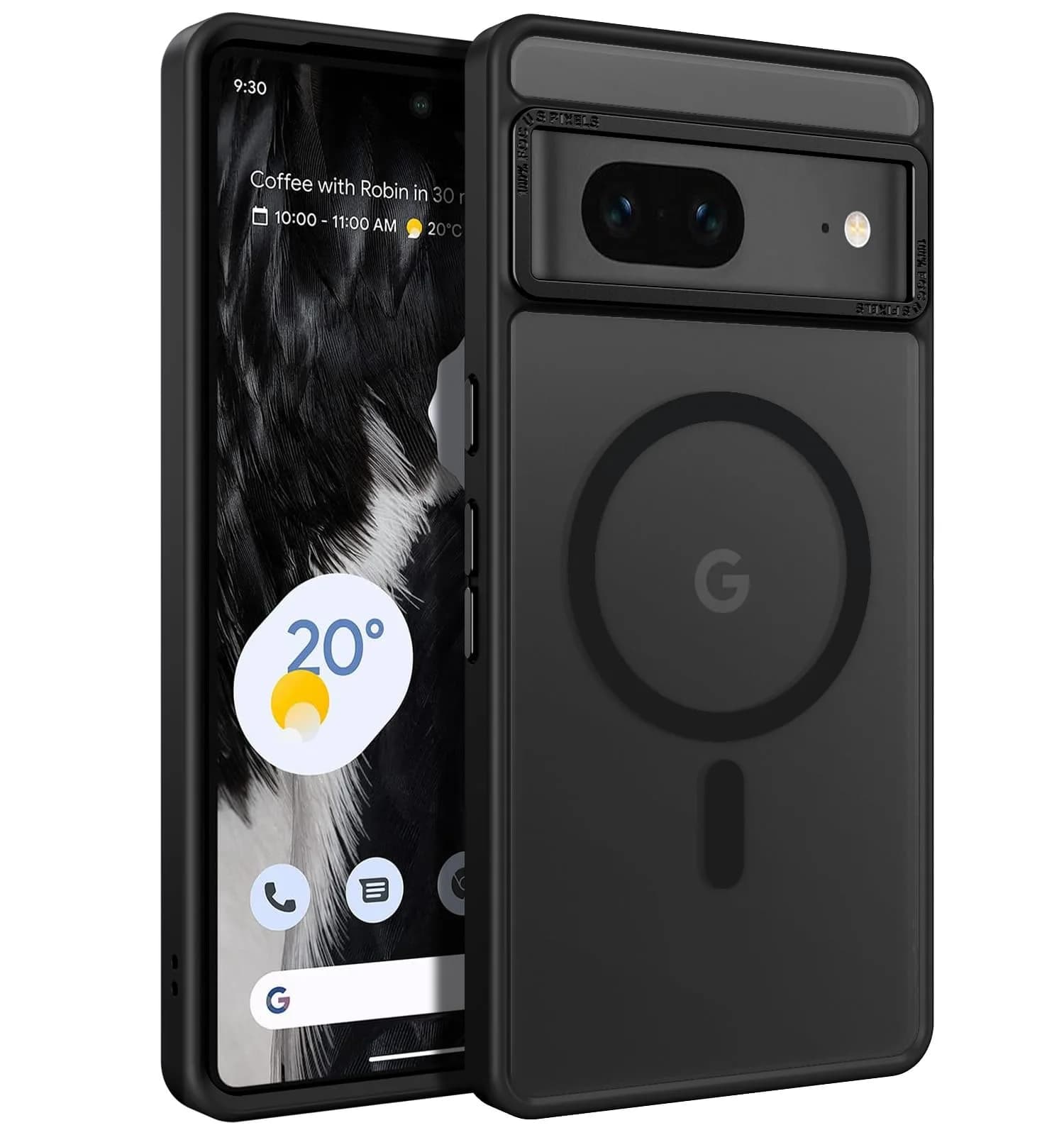 BENTOBEN Translucent Matte Case for Google Pixel 7 6.4" (16.3cm) | Slim Magsafe Compatible Black Protective Cover - main product image