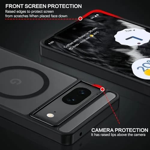 BENTOBEN Translucent Matte Case for Google Pixel 7 6.4" (16.3cm) | Slim Magsafe Compatible Black Protective Cover thumbnail 5
