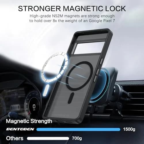 BENTOBEN Translucent Matte Case for Google Pixel 7 6.4" (16.3cm) | Slim Magsafe Compatible Black Protective Cover thumbnail 8