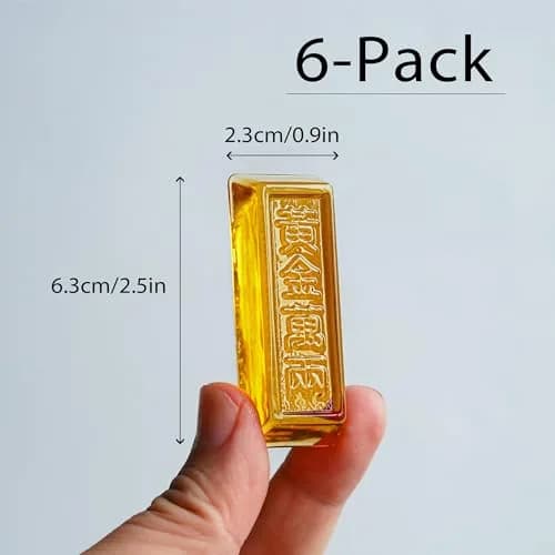 YU FENG 6 Pack Crystal Glass Golden Bar Figurines 6.35cm (2.5 Inch) | Feng Shui Wealth Decor thumbnail 2