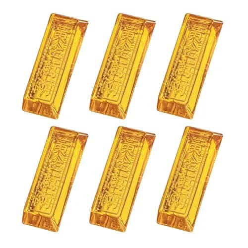 YU FENG 6 Pack Crystal Glass Golden Bar Figurines 6.35cm (2.5 Inch) | Feng Shui Wealth Decor thumbnail 3