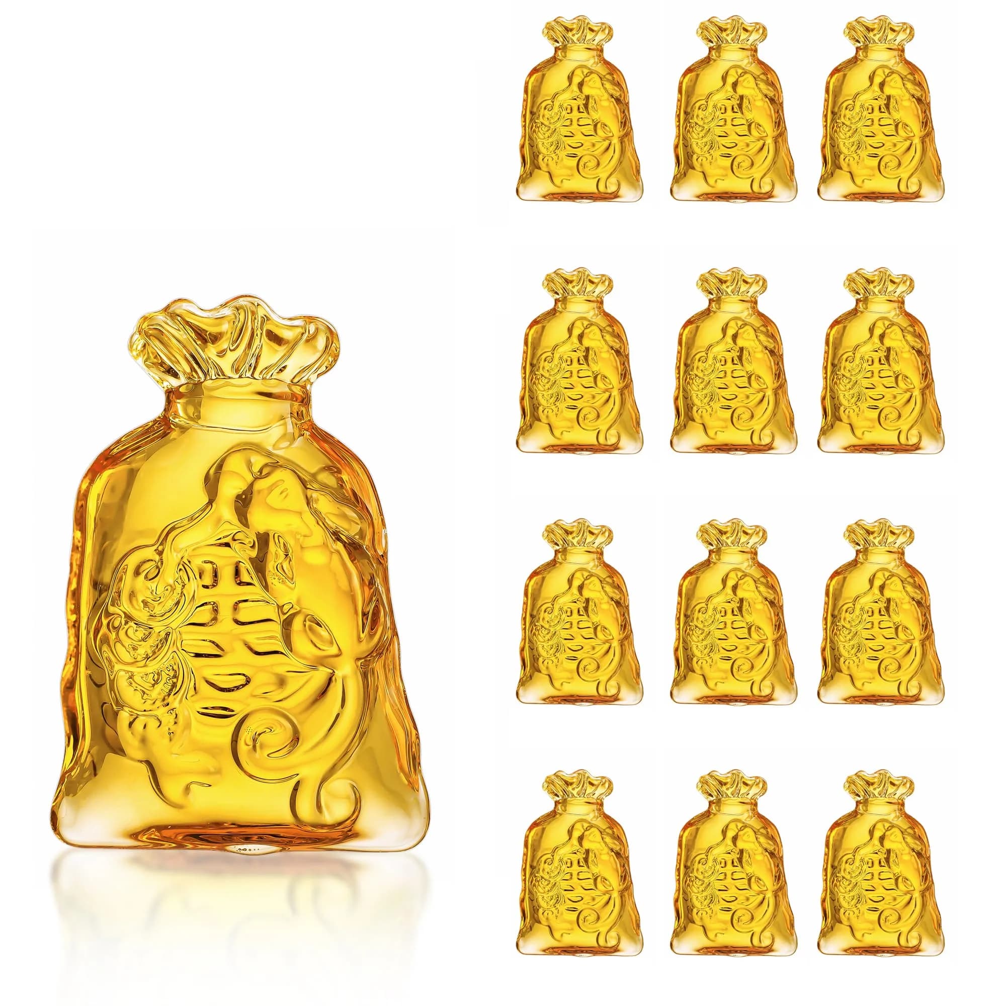 YU FENG Crystal Wealth Figurines 13 Pack | 70mm & 30mm Money Bag Decor