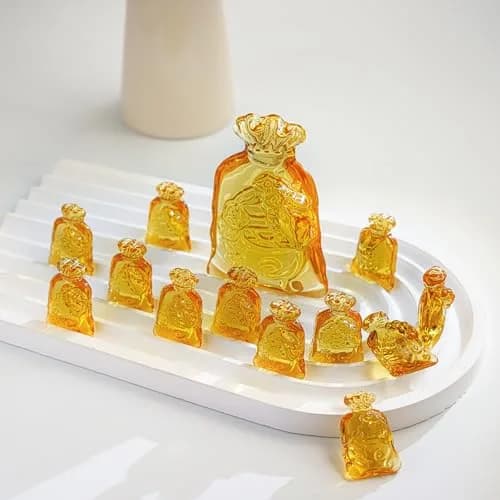 YU FENG Crystal Wealth Figurines 13 Pack | 70mm & 30mm Money Bag Decor thumbnail 3