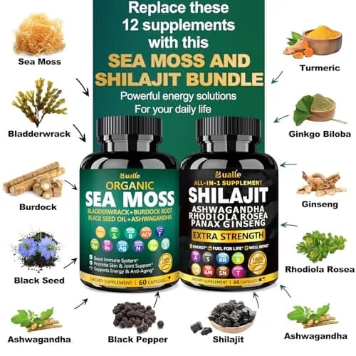 Bualle Shilajit Capsules 120 Count | Organic Himalayan & Immunity Boost thumbnail 2