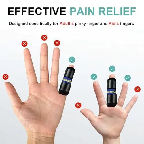 GenetGo Small Finger Splint 2-Pack | Black, Adult Pinkie & Kid's Finger Support for Arthritis & Injuries thumbnail 3