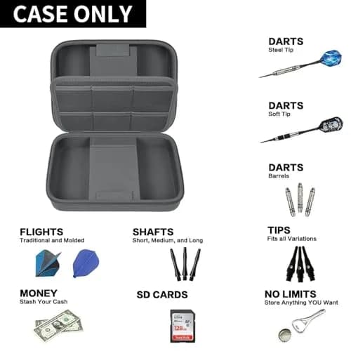 GWCASE Dart Case for 16 Steel & Soft Tip Darts | Grey, 12 Pockets, Durable Nylon, Travel Friendly thumbnail 2