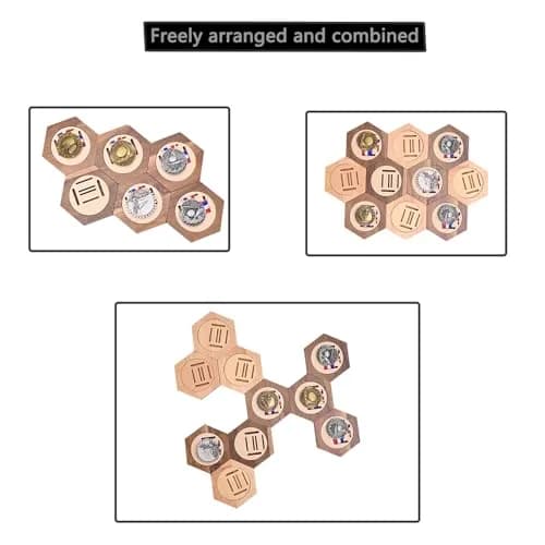 Suwyaner Hexagon Honeycomb Medal Display Hanger Rack - 7pc Wooden Wall Decor thumbnail 4