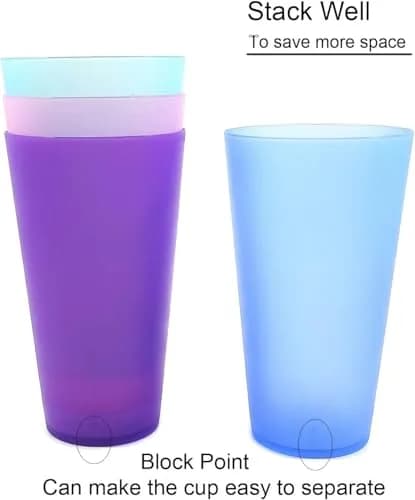KOXIN-KARLU Unbreakable 32oz Plastic Tumblers | BPA-Free, Reusable, Dishwasher & Microwave Safe thumbnail 3