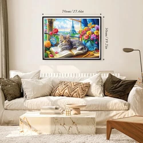 RECHIATO Jigsaw Puzzles 1000 Pieces | Challenging Cats & Pets Shadow of Paris thumbnail 6