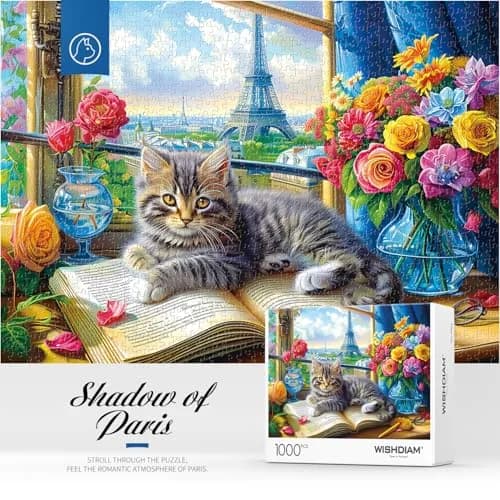 RECHIATO Jigsaw Puzzles 1000 Pieces | Challenging Cats & Pets Shadow of Paris thumbnail 8