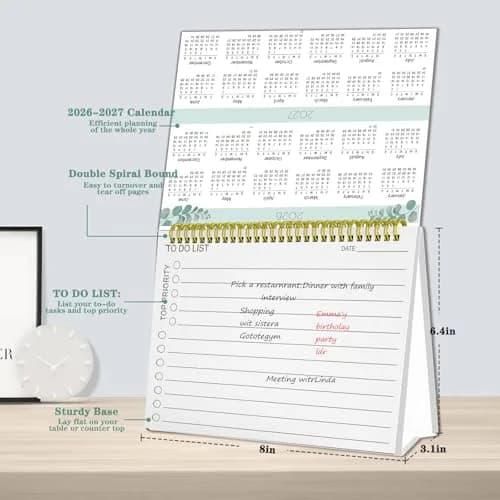 Ymumuda Small Desk Calendar 2026-2027 20 cm x 15 cm | Academic Year Planner with Stickers thumbnail 5