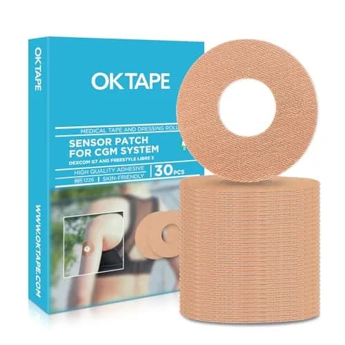 OK TAPE Adhesive Patches for CGM Sensors 30 Count Beige | Waterproof & Sweatproof for Long-Lasting Adhesion thumbnail 1