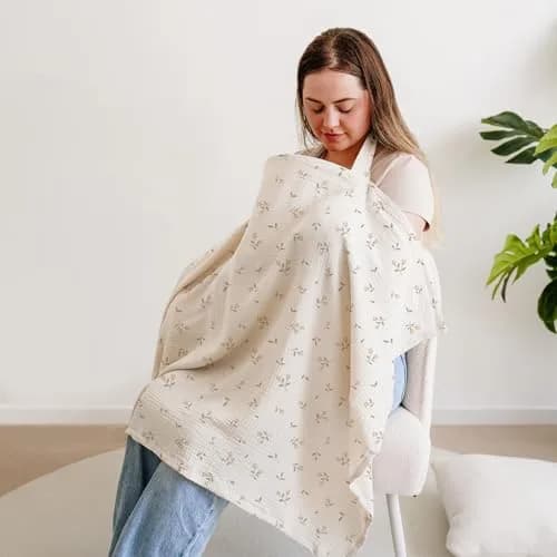 MairMore 100% Muslin Cotton Nursing Cover with Arch Neckline, 102cm x 71cm (40" x 28") | Breathable & Privacy for New Moms thumbnail 3