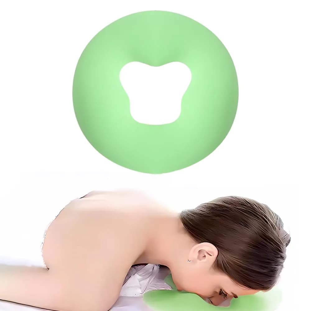 OULIGET Silicone Face Massage Pillow | Soft SPA Headrest for Beauty Beds & Travel (Green)