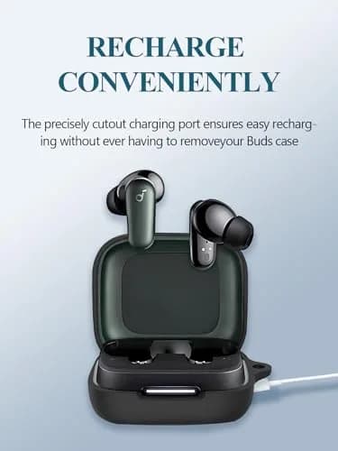 WUNIAK Black Silicone Case for Soundcore by Anker P30i Earbuds | Protective Portable Scratch Shock Resistant Hard Shell with Cleaner Kit & Carabiner & Lanyard thumbnail 4