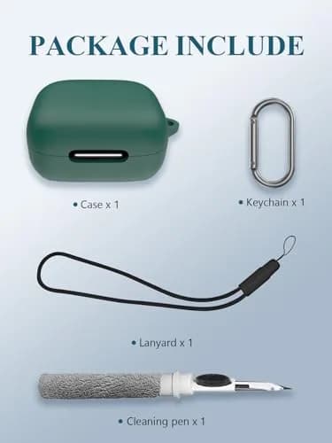WUNIAK Green Silicone Case for Soundcore by Anker P30i Earbuds | Protective Portable Scratch Shock Resistant Hard Shell with Carabiner & Lanyard thumbnail 2