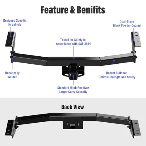 HD Ridez 2 Inch Trailer Hitch Receiver for Nissan/Infiniti | Class 3, Carbon Steel, Black thumbnail 2