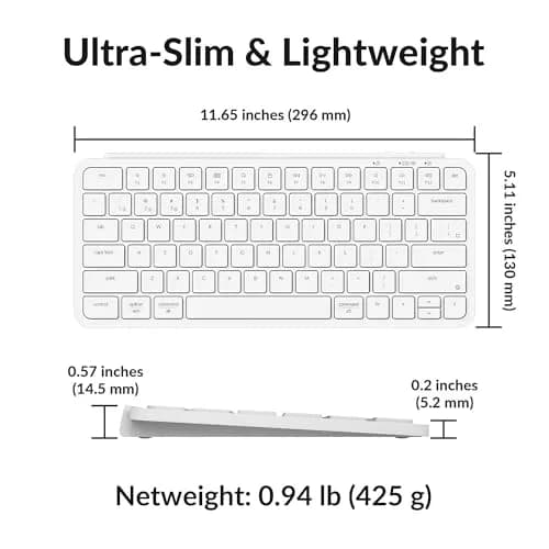 Keychron B1 Pro Ultra-Slim Wireless Keyboard White | 2.4 GHz, Bluetooth, Wired Connection for Mac Windows Linux thumbnail 6