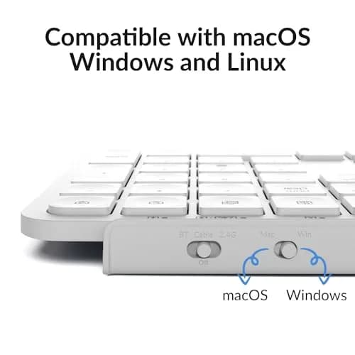 Keychron B1 Pro Ultra-Slim Wireless Keyboard White | 2.4 GHz, Bluetooth, Wired Connection for Mac Windows Linux thumbnail 7