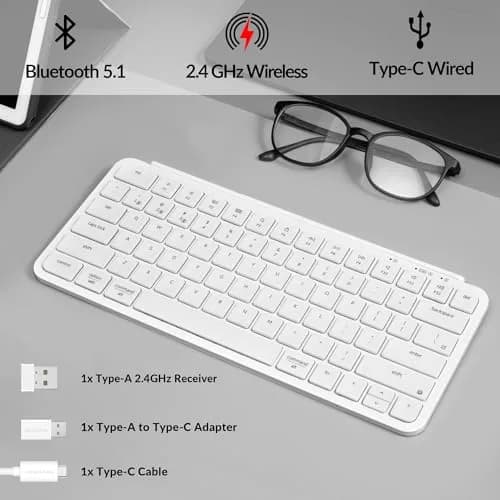 Keychron B1 Pro Ultra-Slim Wireless Keyboard White | 2.4 GHz, Bluetooth, Wired Connection for Mac Windows Linux thumbnail 2