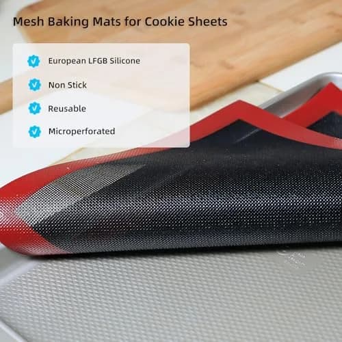 Amyandone Silicone Baking Mat with Microperforated, 2 PCS 40cm x 31cm (16" x 12") | Non-Stick Oven Liner for Half Sheet Pan, Reusable Air Mesh Silicone Mat thumbnail 3