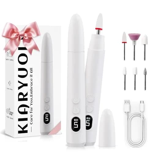 KIARYUOLL Cordless Rechargeable Nail Drill Kit White | 5 Speed LED, 18000 RPM, 4-Hour Battery thumbnail 1