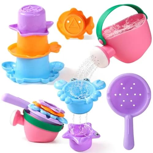 Fajiabao Baby Bath Toys for Kids Ages 1-3 Toddler Bath Toys Mold Free for 2-4 Bathtub Sand Beach Pool Water Toys for 1+ Year Old Girl Gifts 5 PCS (Color Random) thumbnail 1