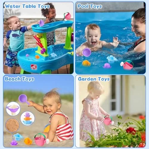 Fajiabao Baby Bath Toys for Kids Ages 1-3 Toddler Bath Toys Mold Free for 2-4 Bathtub Sand Beach Pool Water Toys for 1+ Year Old Girl Gifts 5 PCS (Color Random) thumbnail 6