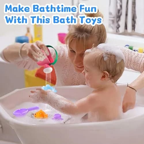 Fajiabao Baby Bath Toys for Kids Ages 1-3 Toddler Bath Toys Mold Free for 2-4 Bathtub Sand Beach Pool Water Toys for 1+ Year Old Girl Gifts 5 PCS (Color Random) thumbnail 4