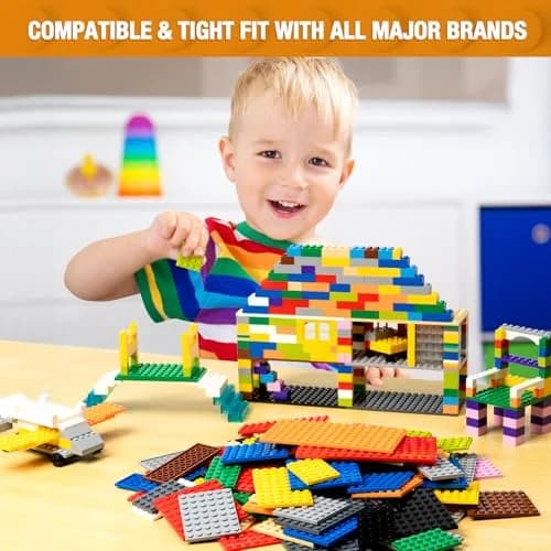 MANNIDOO 110 Pieces Small Building Plates Set, 12 Colors, 11 Sizes | ASTM-Tested ABS Plastic for Creative Play thumbnail 2