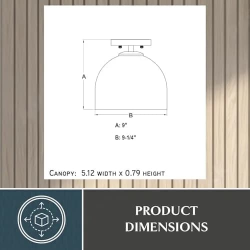 VAXCEL Shelby Semi-Flush Mount Ceiling Light 9.25-in W Gold Brass | White Glass Bright Illumination thumbnail 7