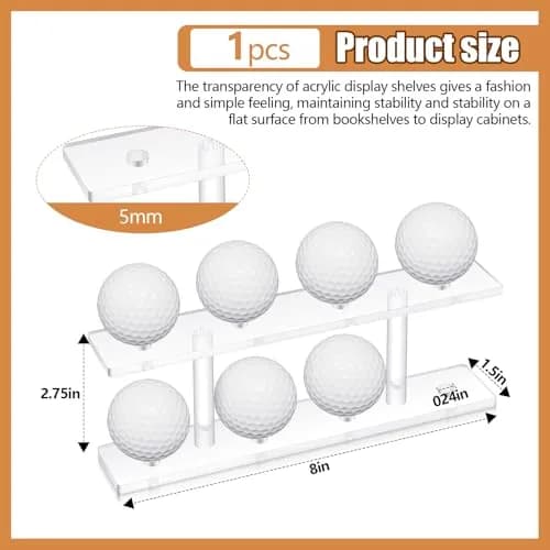Silipull Golf Ball Display Rack 8 Balls Clear Acrylic | Elegant & Durable thumbnail 2