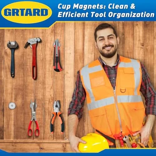 Grtard 110 lb (49.9 kg) Neodymium Cup Magnets, 8-Pack with Screws | Heavy Duty Countersunk Rare Earth Magnets thumbnail 6