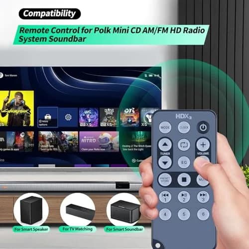 WDZP Universal Remote for Polk Audio Mini CD AM/FM HD Radio Soundbar | No Programming, 12m Infrared Range thumbnail 2