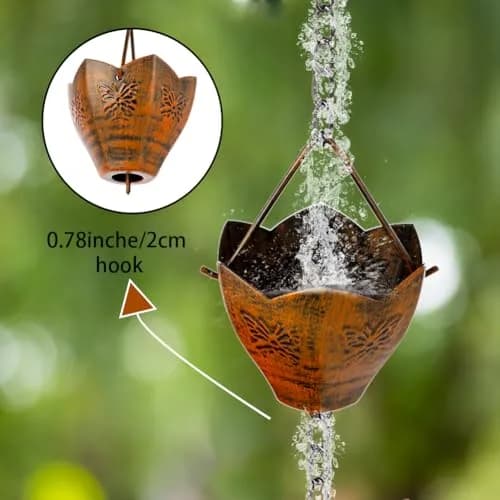 giole 9.2ft Butterfly Rain Chain with 12 Cups | Decorative Metal Downspout Alternative thumbnail 5